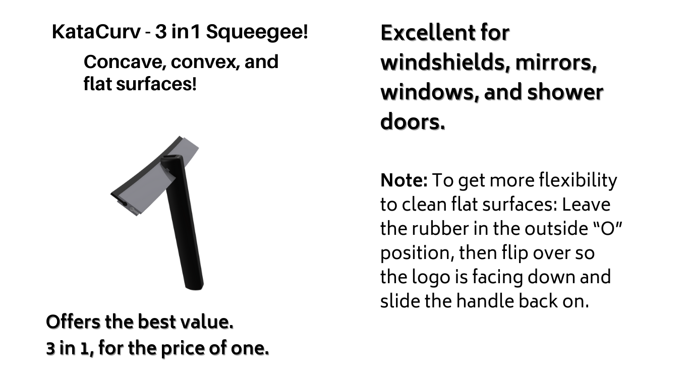 KataCurv Solo- Curved Windshield Squeegee- No Towels